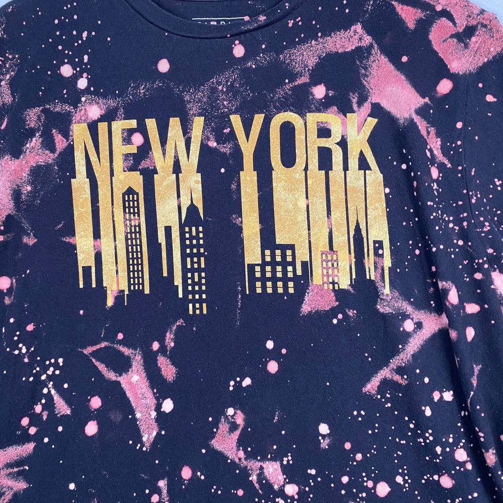 Simply Styled Sz XL Custom New York Graphic Print Reverse Tie Dye‎ Tee Shirt - Picture 2 of 7